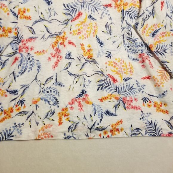 Chico's 4 (XXL) Top 100% Linen Knit Floral Tunic Beaded Fringe Beach Coastal - Picture 3 of 8